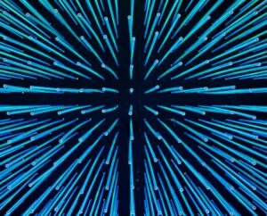 Abstract blue lines radiating from a central point