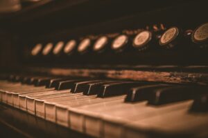 macro photo of piano keys