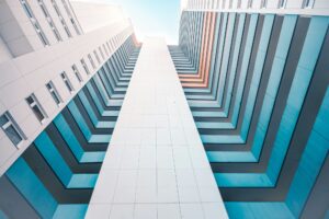 a very tall building with many windows in it