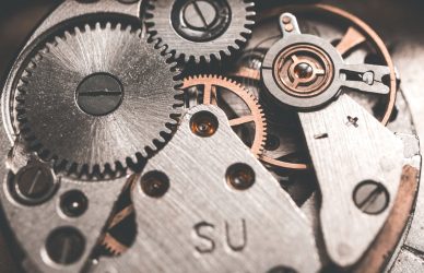 a close up view of a watch movement