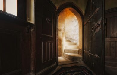 a doorway leading to a set of stairs