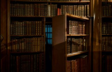 opened secret door inside library