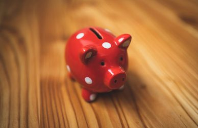 pink and black ceramic piggy bank